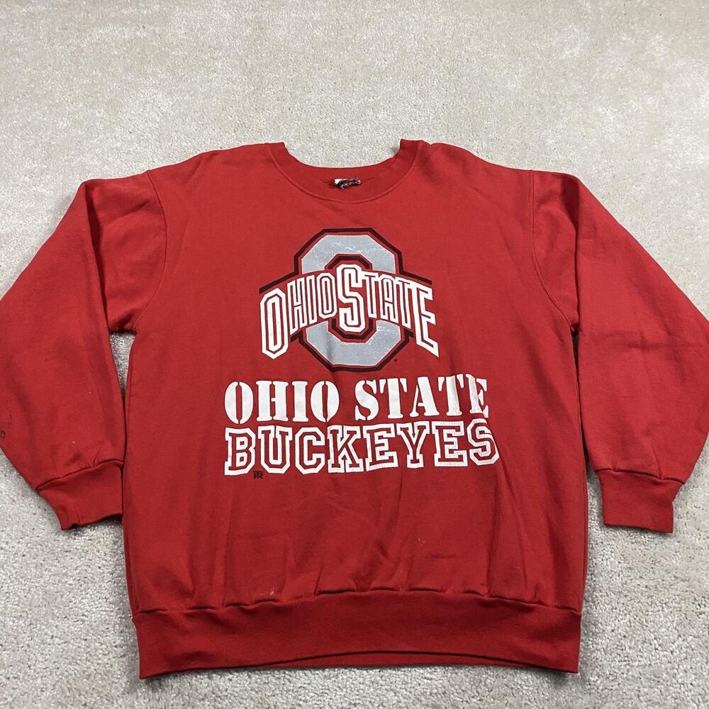 VTG‎ Ohio State Buckeyes Sweatshirt Mens XL Red NCAA Football Crewneck Pullover